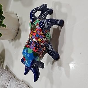 Hand painted led free talavera bull.